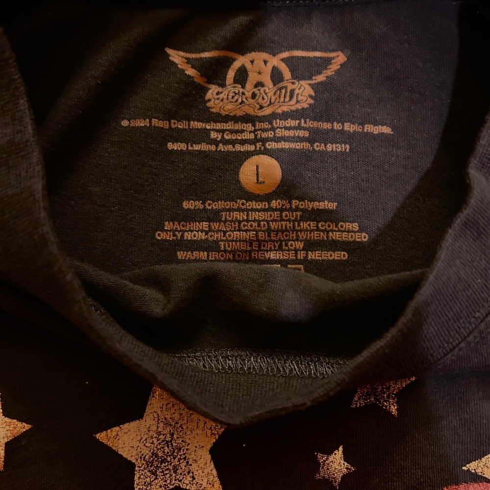 SIZE L | Aerosmith Vintage-Style Wings & Stars Graphic Tee - Picture 3 of 9